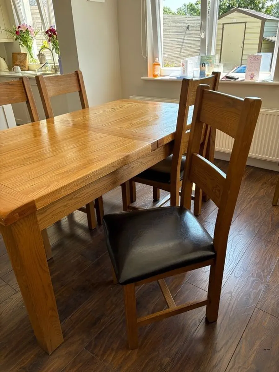 Solid Oak Table and 4 Chairs - Image 1