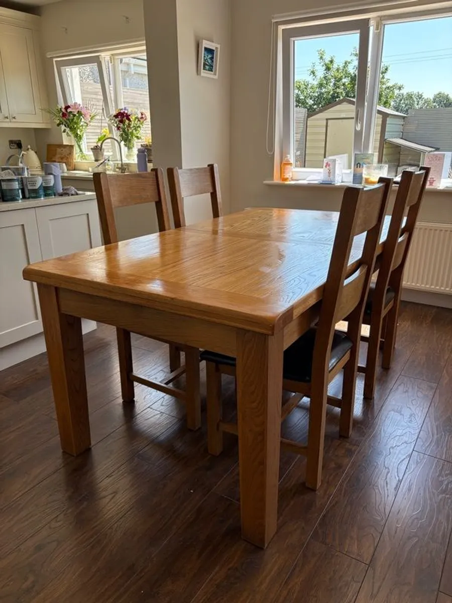 Solid Oak Table and 4 Chairs - Image 4