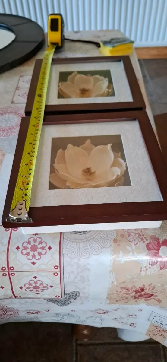 Pair framed flowers x 2  Excellent condition - Image 2