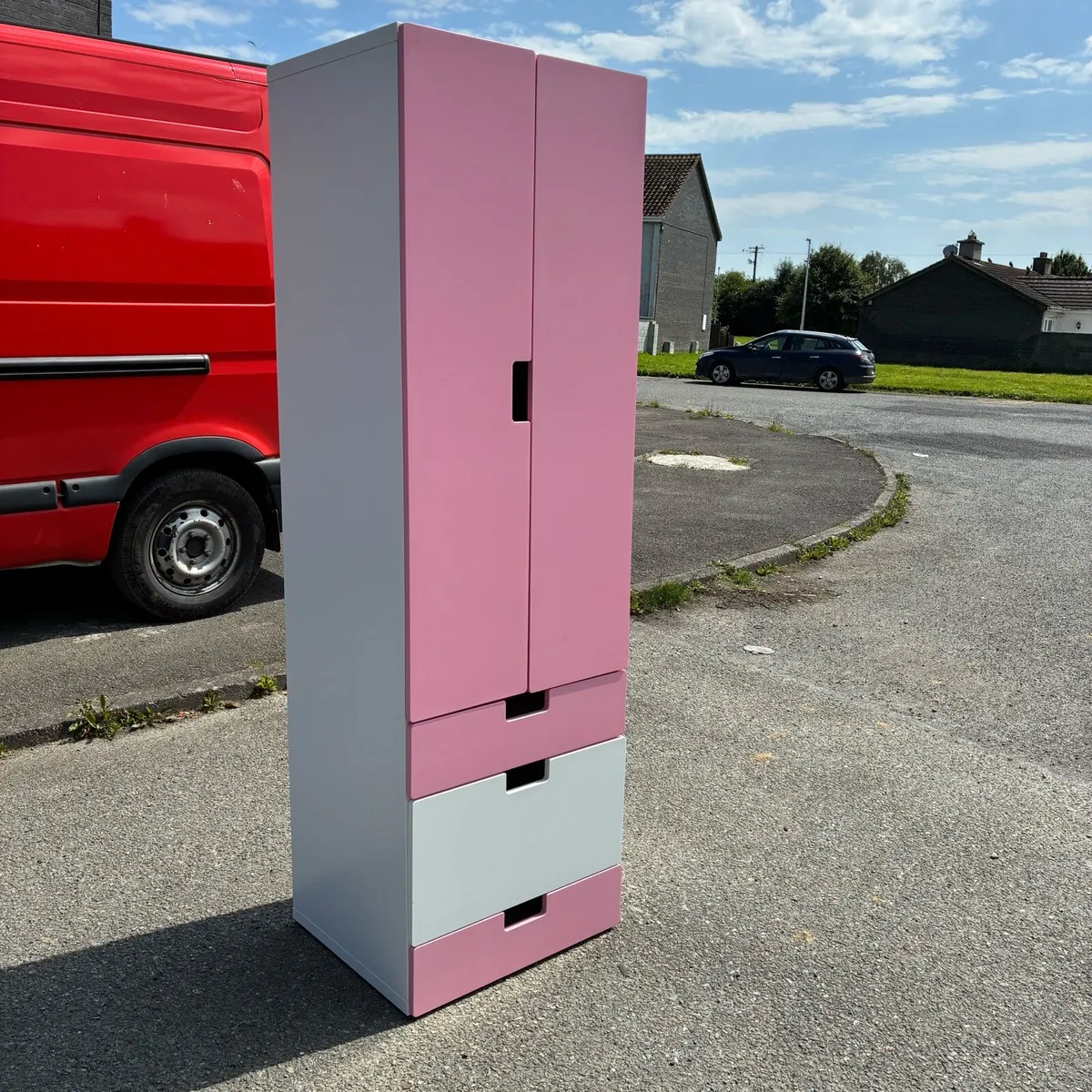 Pink and White Kids Tall Ikea Wardrobe - Image 4