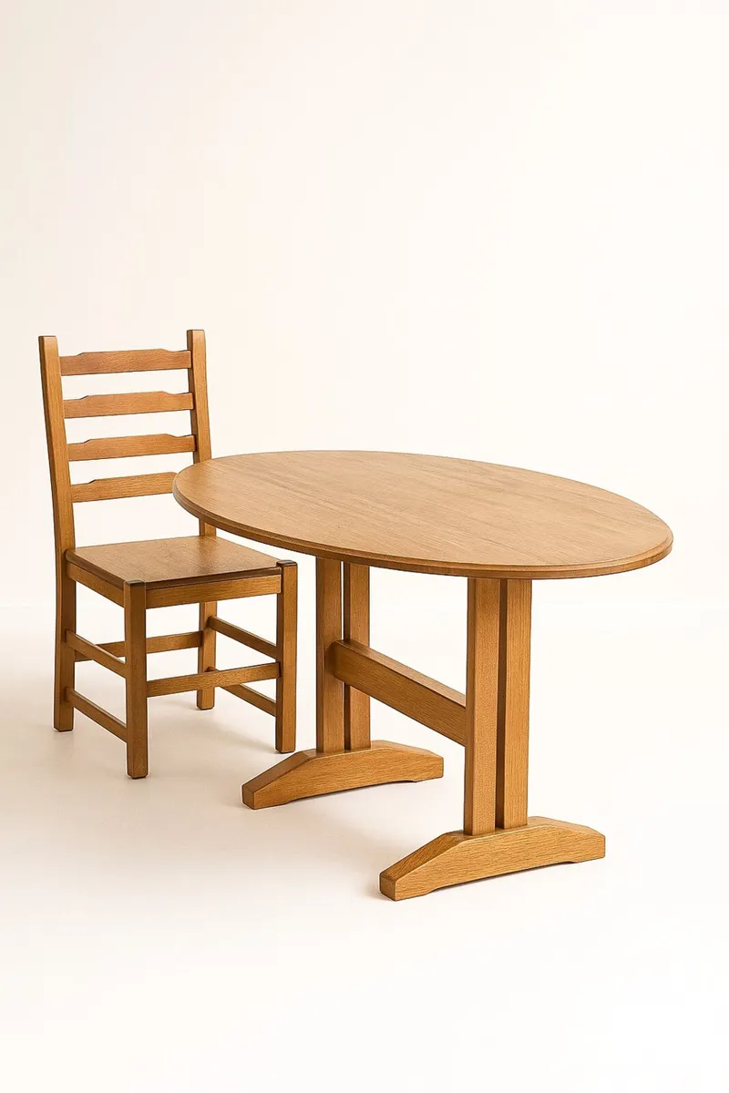 Dining table, solid oak, 6 chairs - upcycle - Image 1