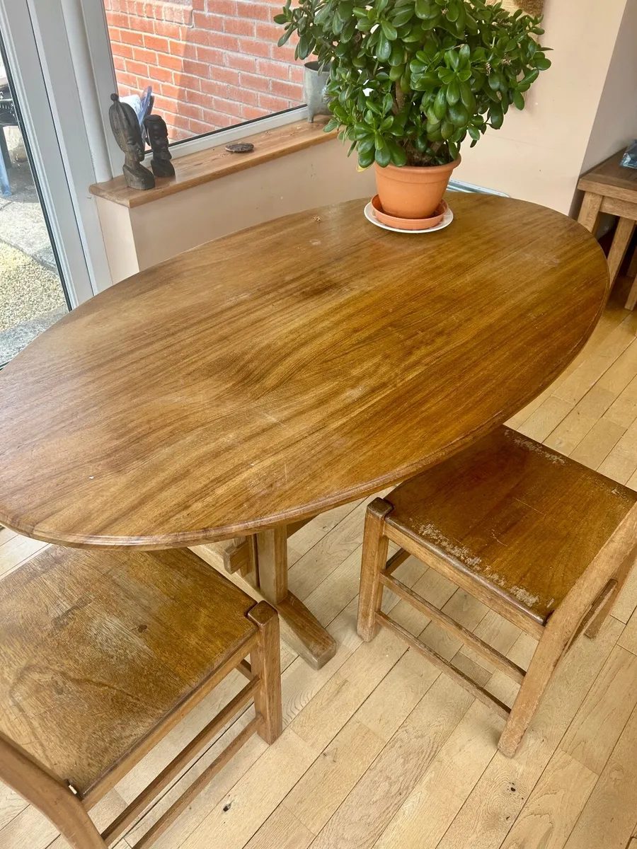 Dining table, solid oak, 6 chairs - upcycle - Image 3