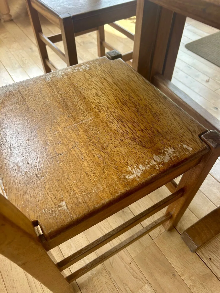 Dining table, solid oak, 6 chairs - upcycle - Image 4