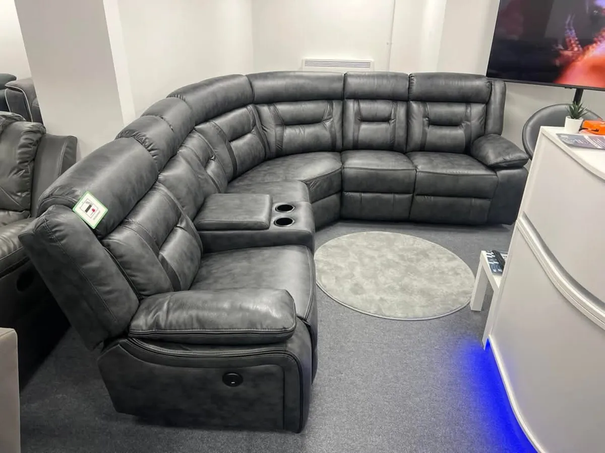 Nova Electric Grey Air Leather Recliner Sofa - Image 3