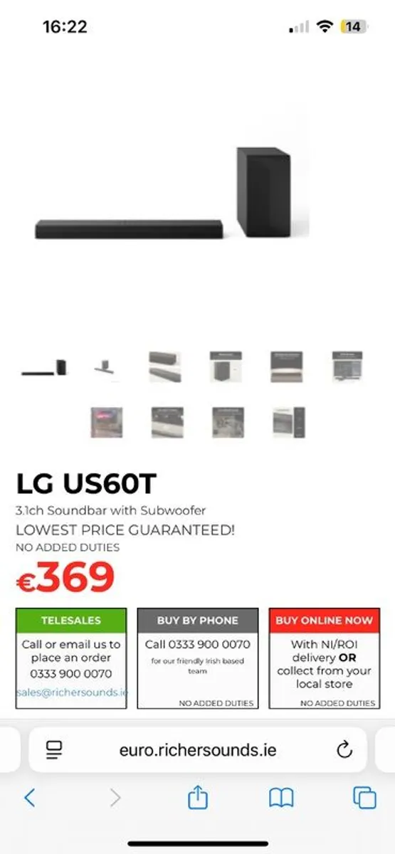 BRAND NEW LG US60T Soundbar Wireless Bass - Image 2