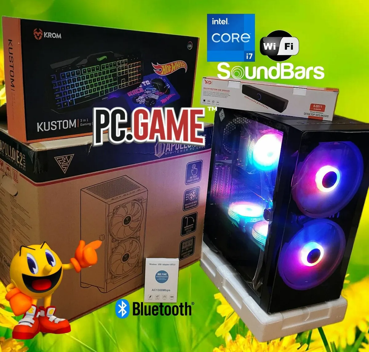 i7 PC GAMING COMPUTER MONITOR 1 TB SSD 10 FANS LED - Image 2