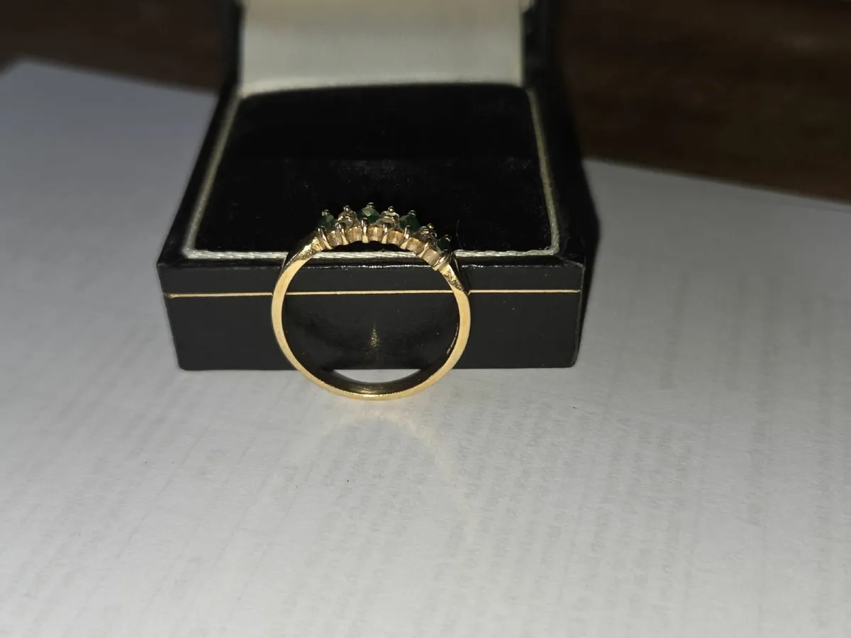 Gold Ring with Emeralds & Diamonds - Image 1