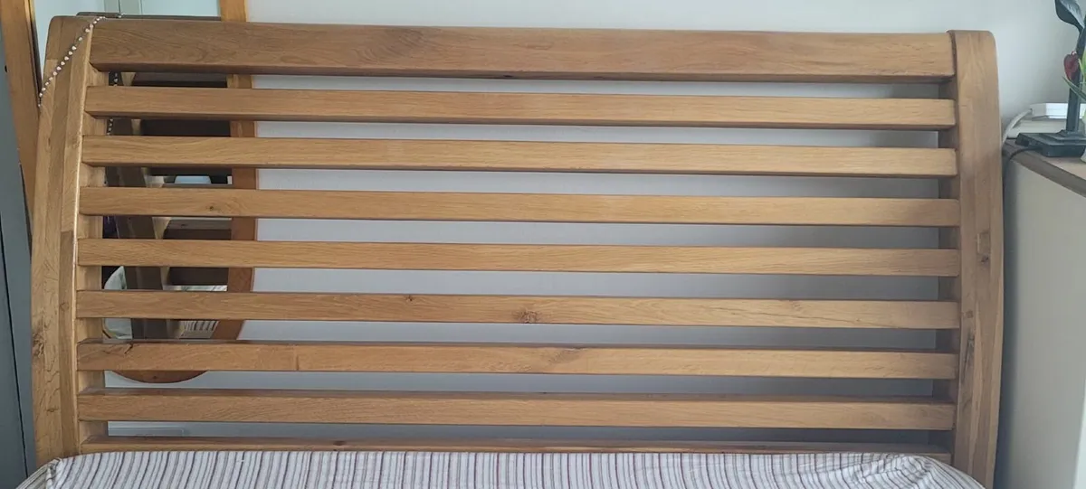 5ft Solid Oak Bed & Mattress - Image 3