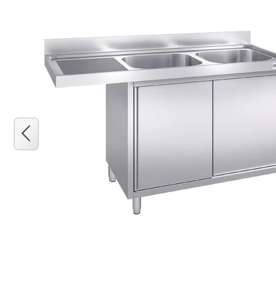 stainless steel table cabinet - with 2 basins on the right - Image 1