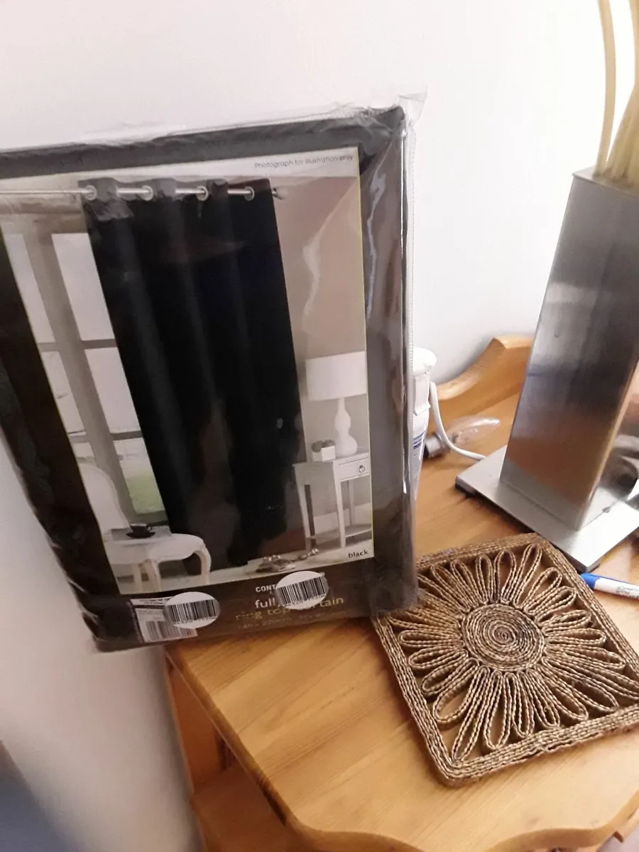 Brand new black drapes still in the package unopen - Image 2