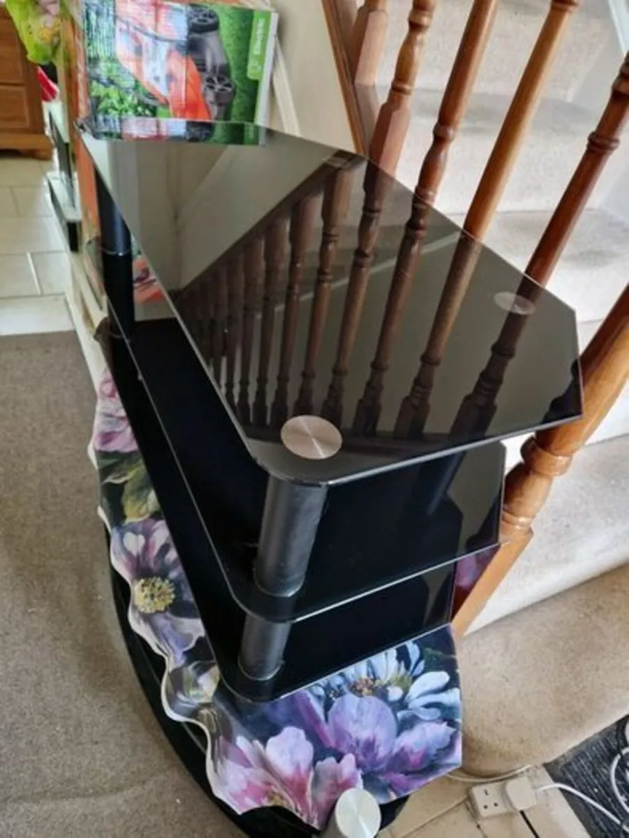 AS NEW, TV Unit Stand with Storage Shelves, Black - Image 4
