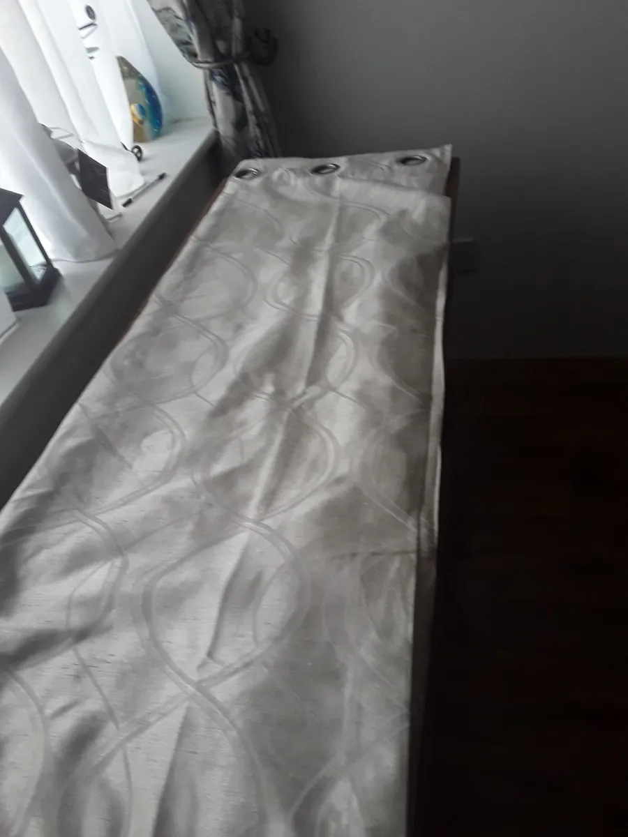 New condition tanned coloured drapes two pairs - Image 1