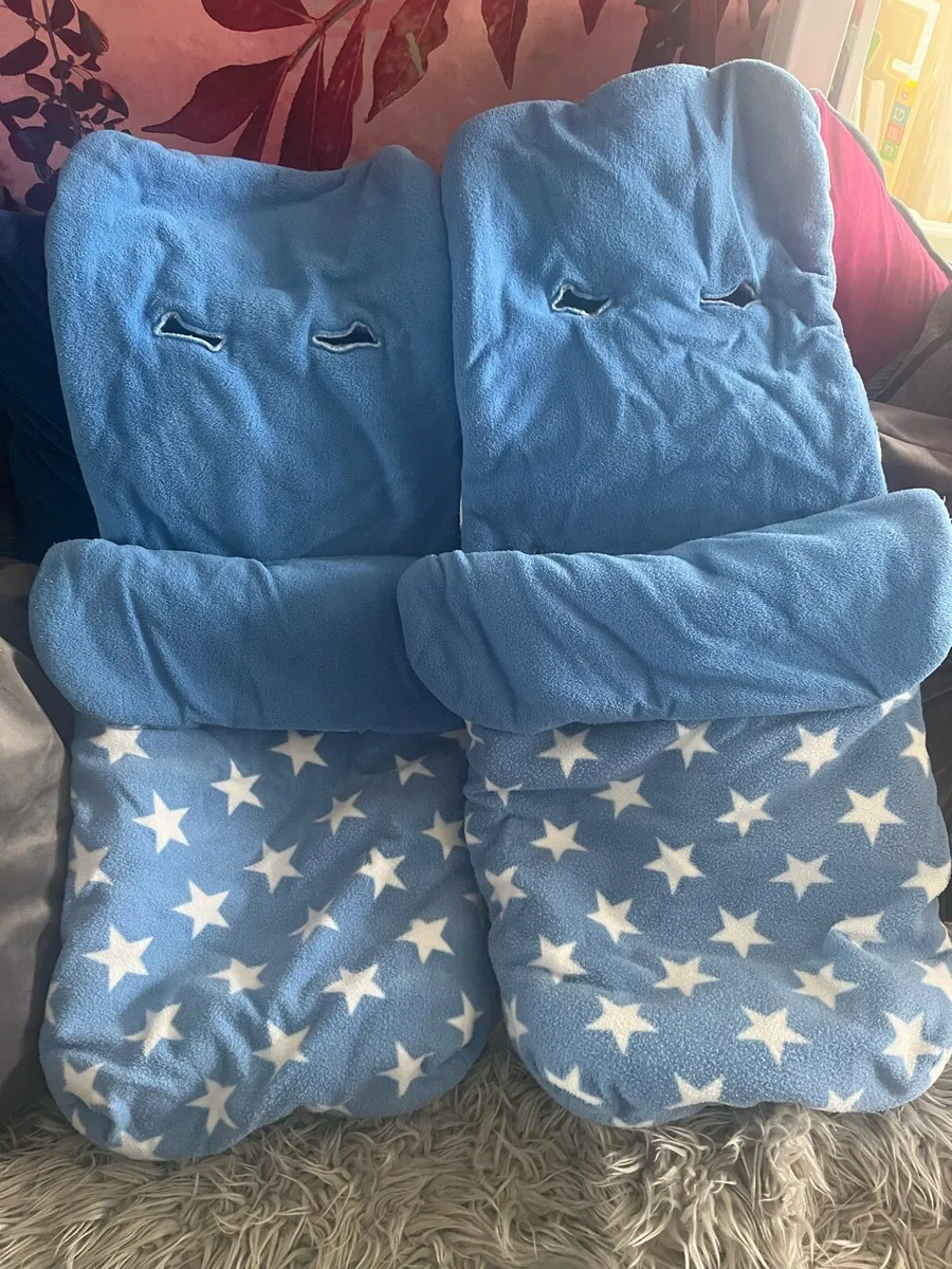 Two blue fleece footmuffs - Image 1