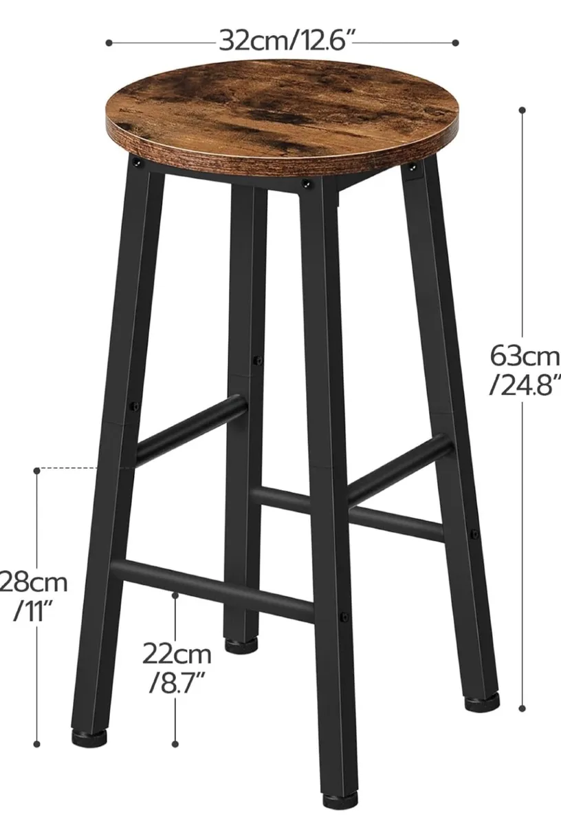 Bar Stools Set of 2, Kitchen Breakfast Bar Chiars, - Image 2