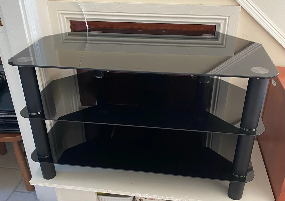 AS NEW, TV Unit Stand with Storage Shelves, Black - Image 1