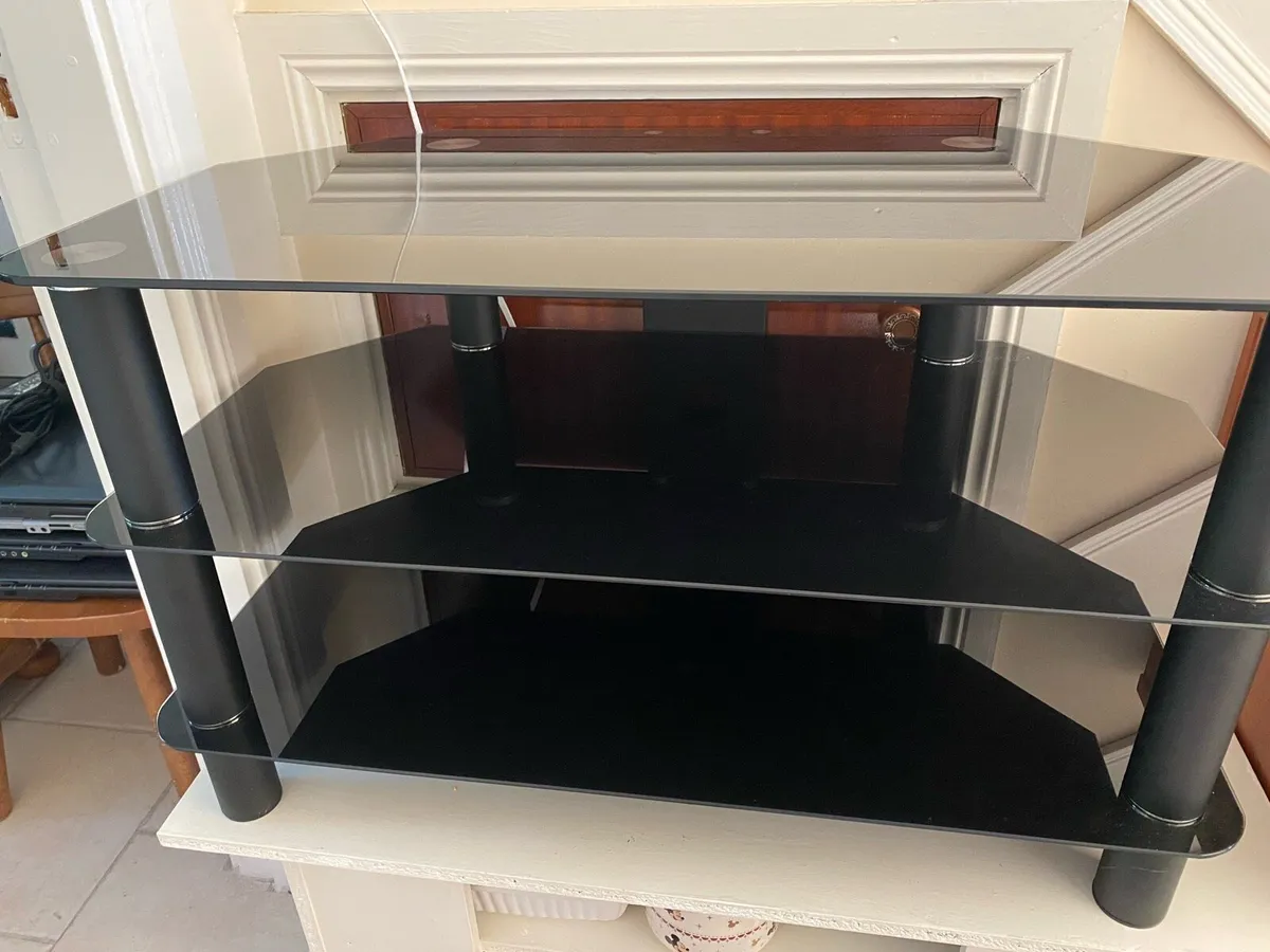 AS NEW, TV Unit Stand with Storage Shelves, Black - Image 2