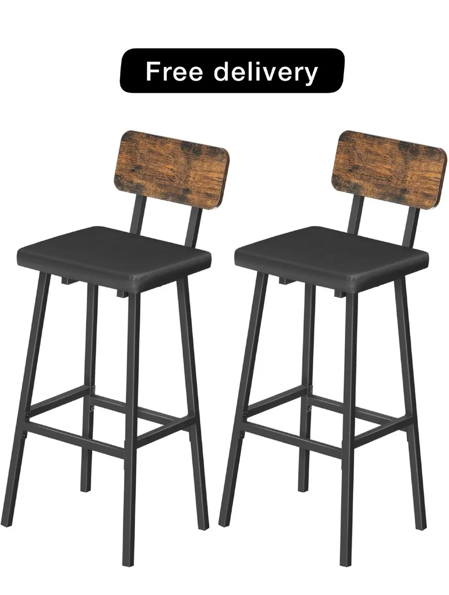 Bar Stools Set of 2, PU Upholstered Breakfast Bar - Image 1
