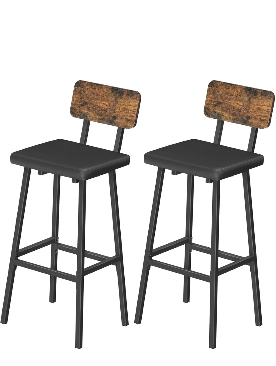 Bar Stools Set of 2, PU Upholstered Breakfast Bar - Image 4