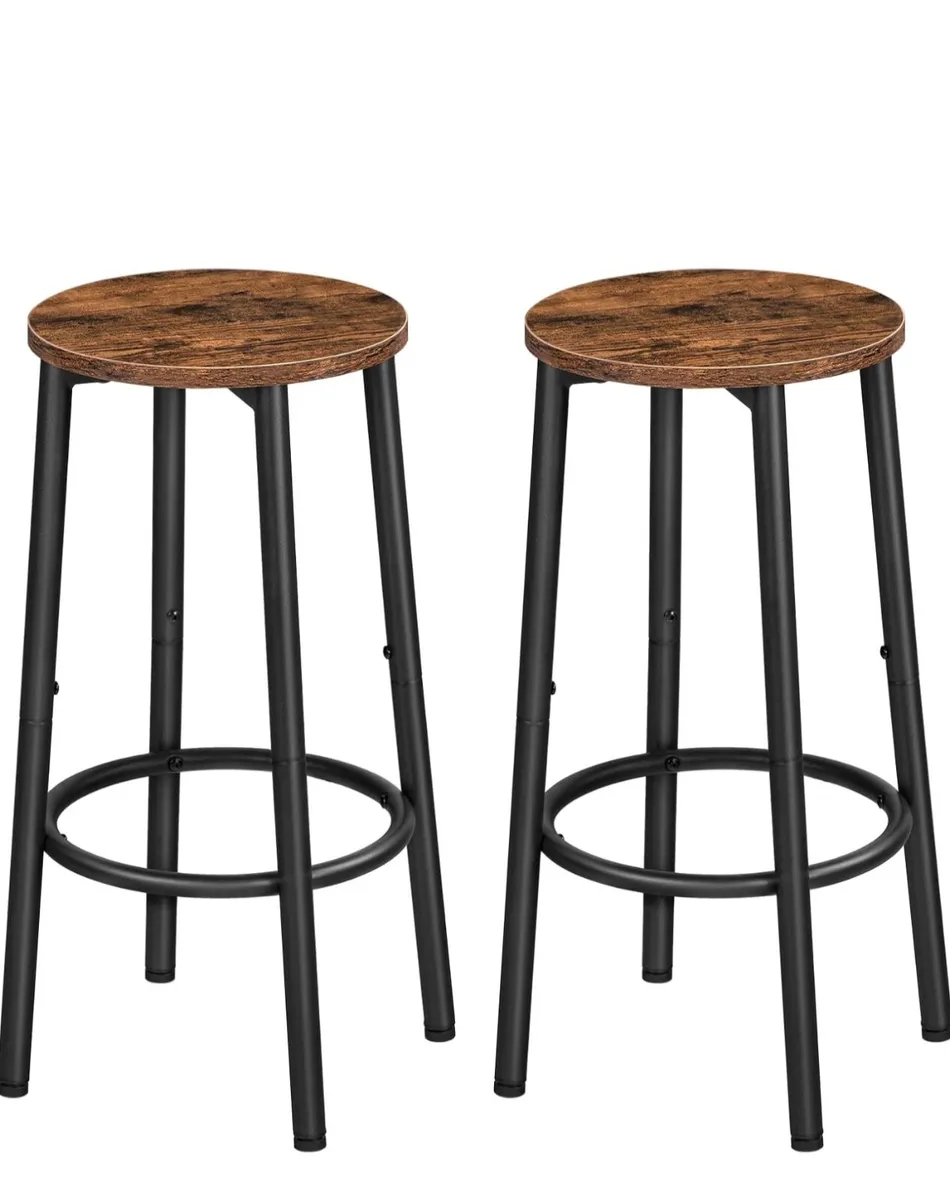 Bar Stools Set of 2, Breakfast Round Bar Chairs wi - Image 1
