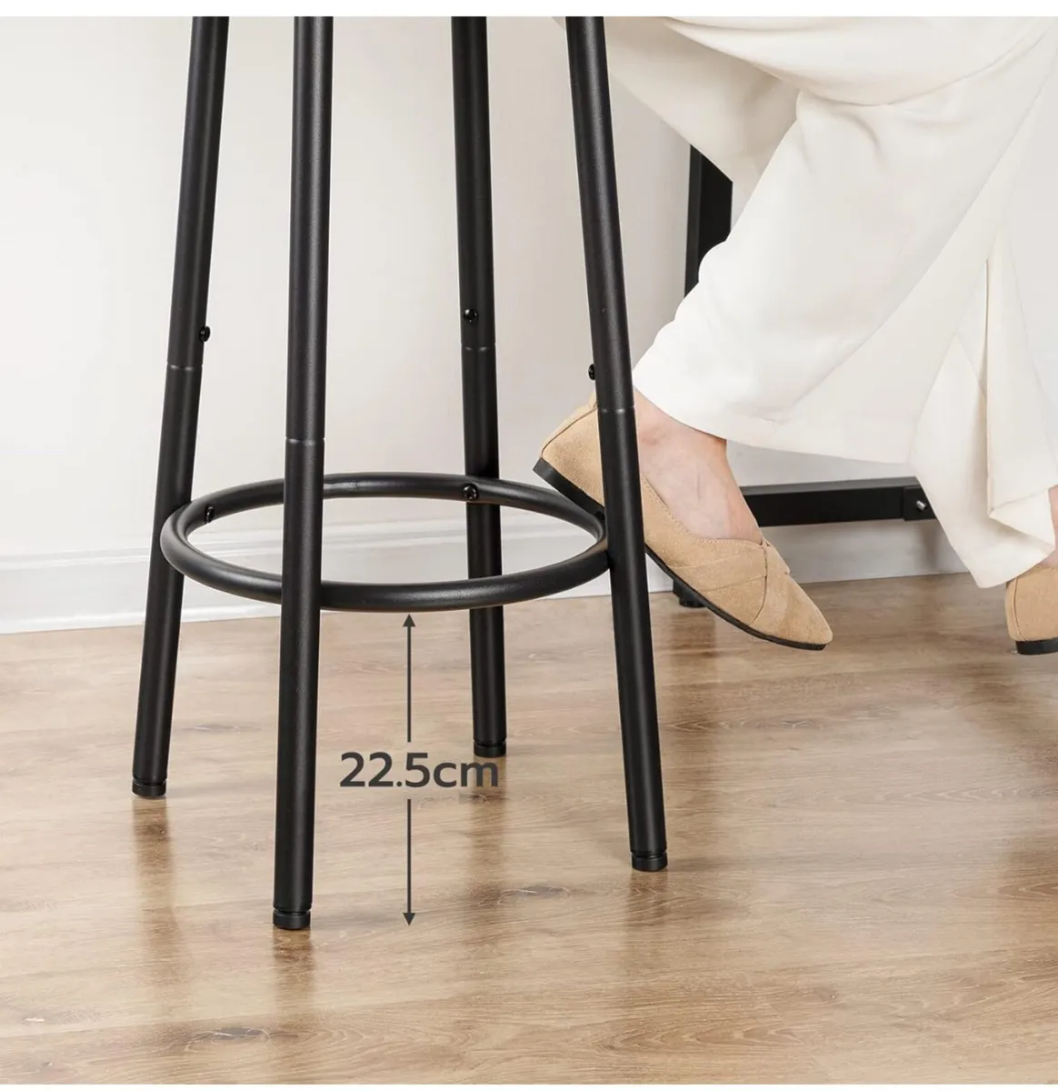 Bar Stools Set of 2, Breakfast Round Bar Chairs wi - Image 3