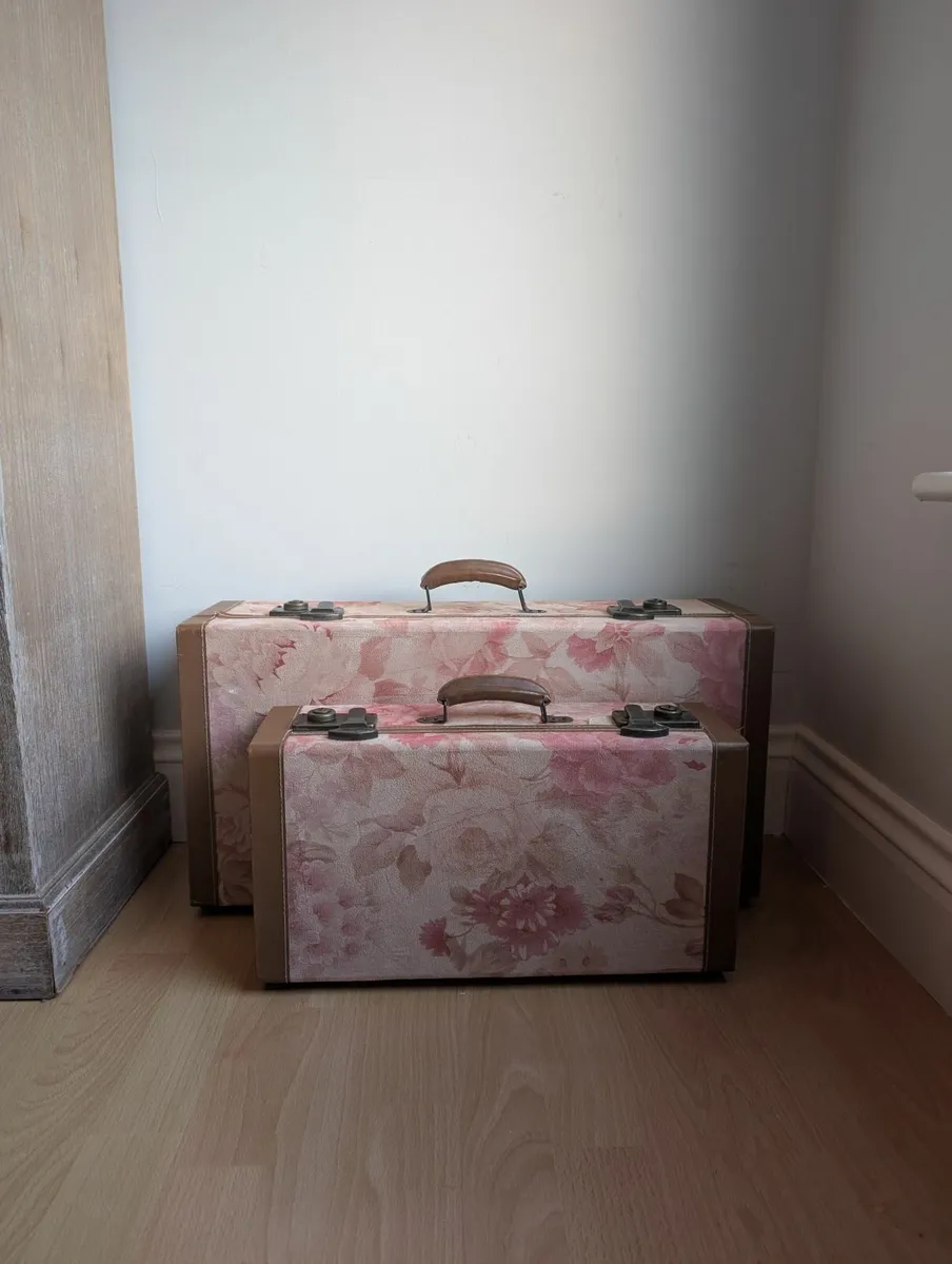 Bespoke Floral Wooden Storage Suitcases - Image 1