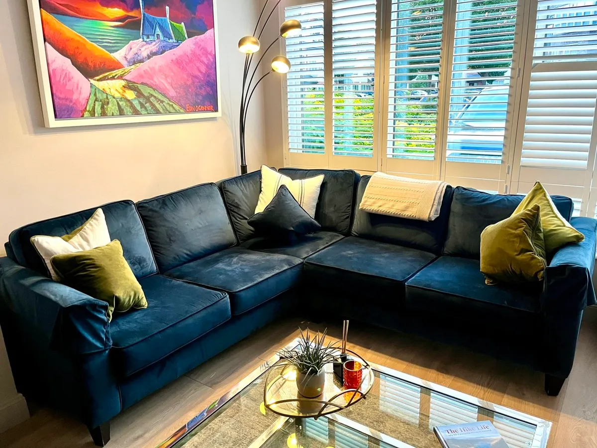 Blue Velvet Corner Couch