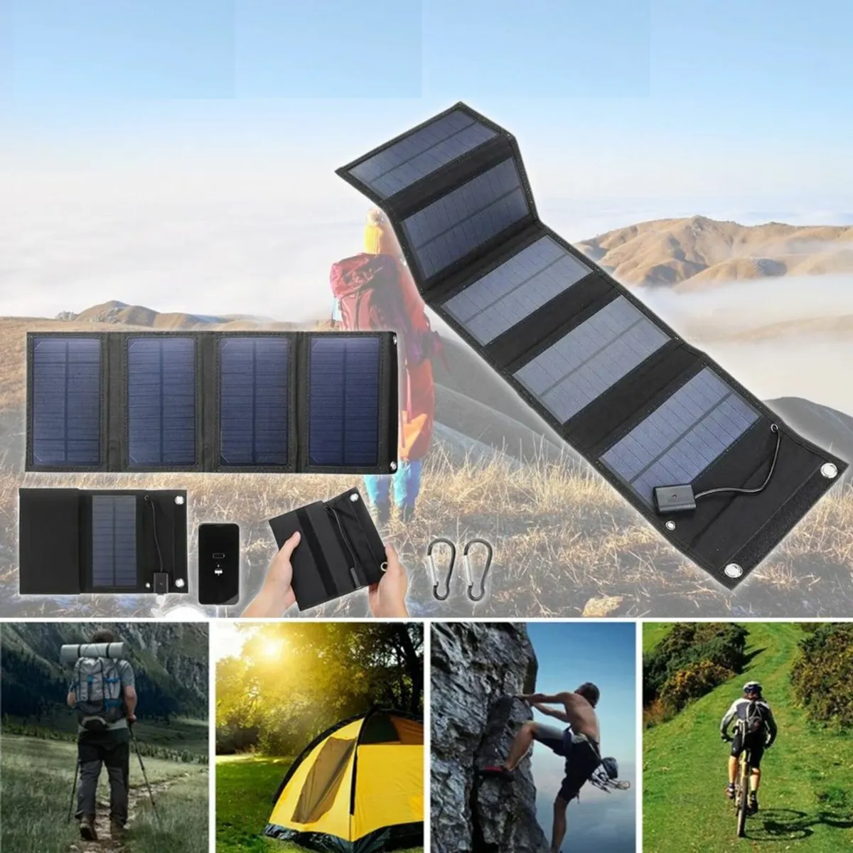 Foldable solar panels for camping hiking or emerge - Image 1