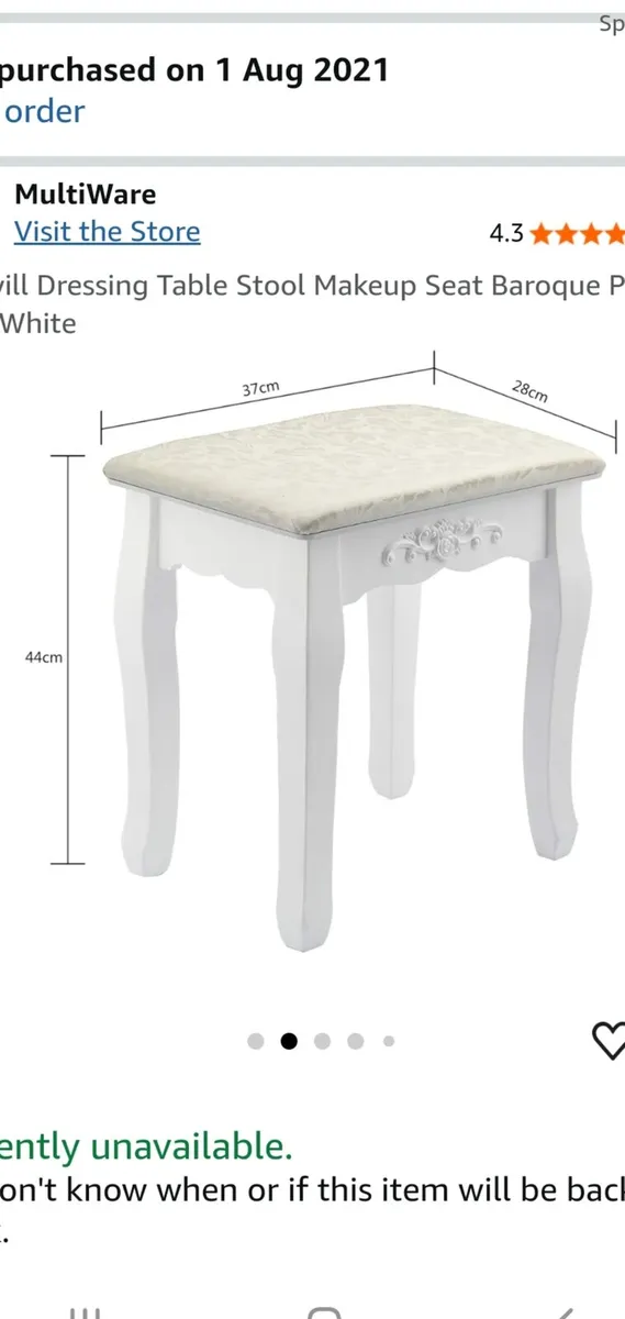 Mirror, wall shelf vanity and stool - Image 3
