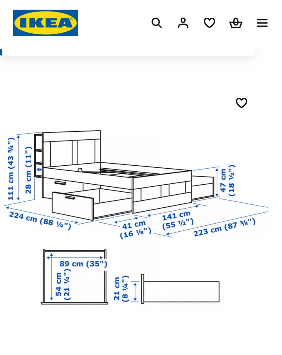 IKEA BRIMNES Bed frame with storage - Image 2