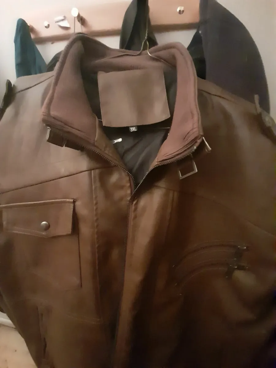 Leather looking jacket dark brown - Image 2