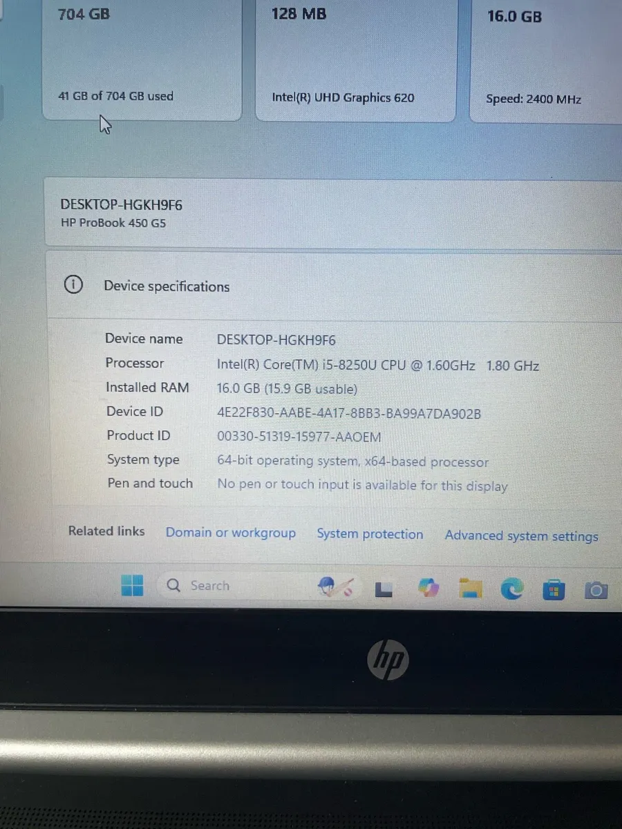 Hp laptop i5 16-256-500 win 11 - Image 4