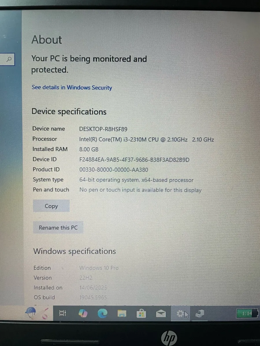 Hp laptop i3 8gb win 10 - Image 4