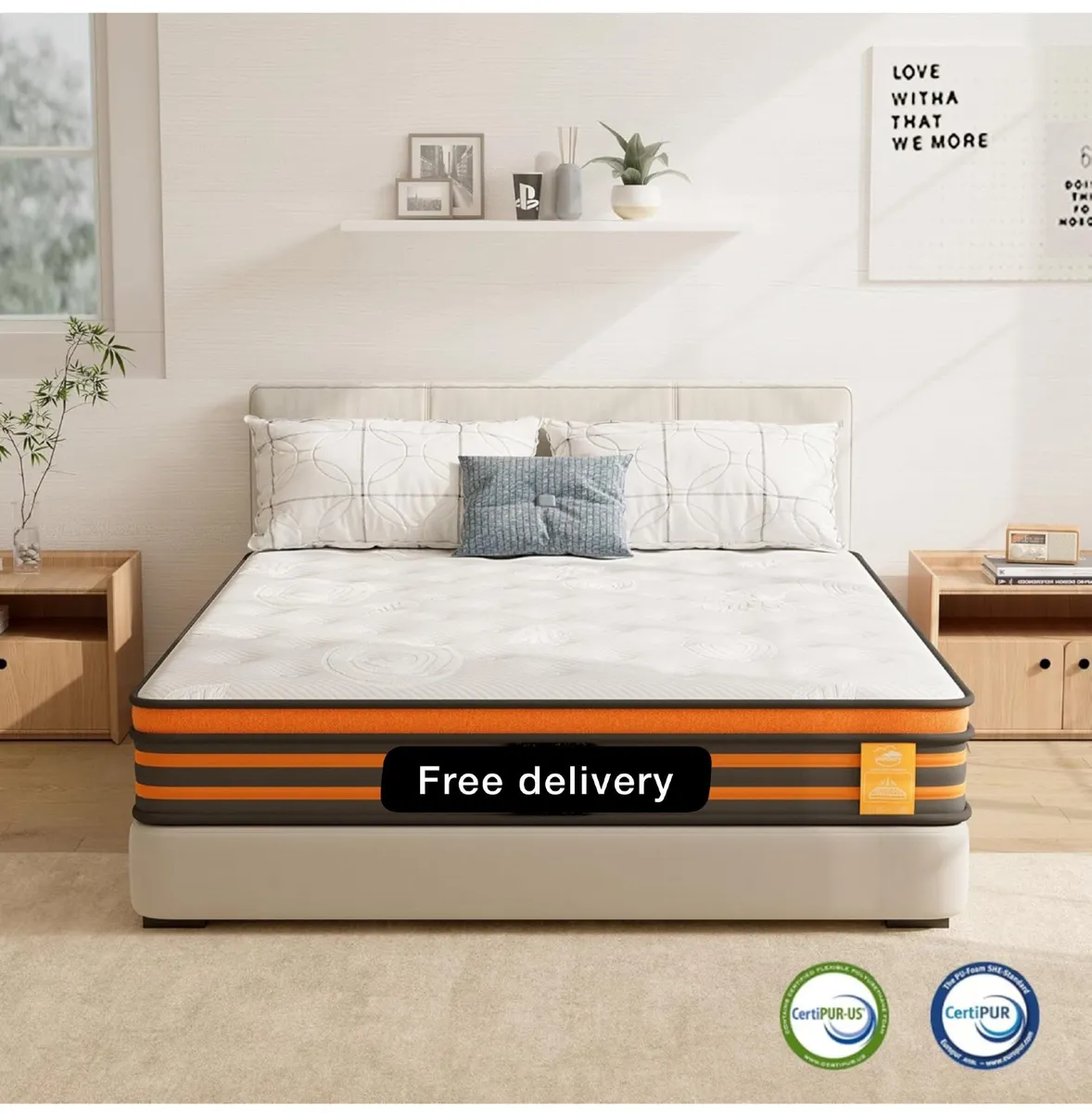 5FT King Size Mattress,10 Inch Medium Firm Gel Mem - Image 1
