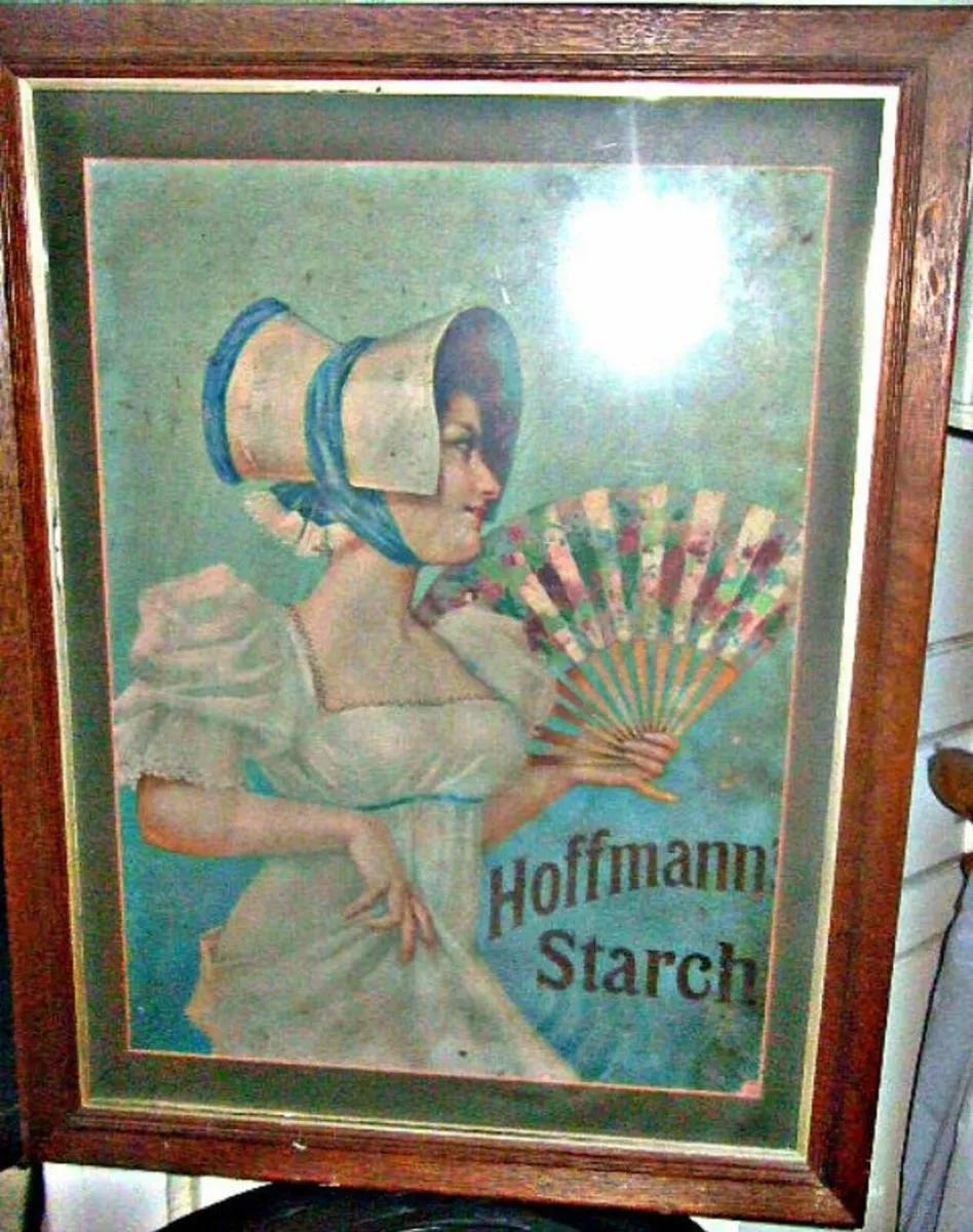Large Vintage Framed Hoffman Starch Advertisement - Image 1