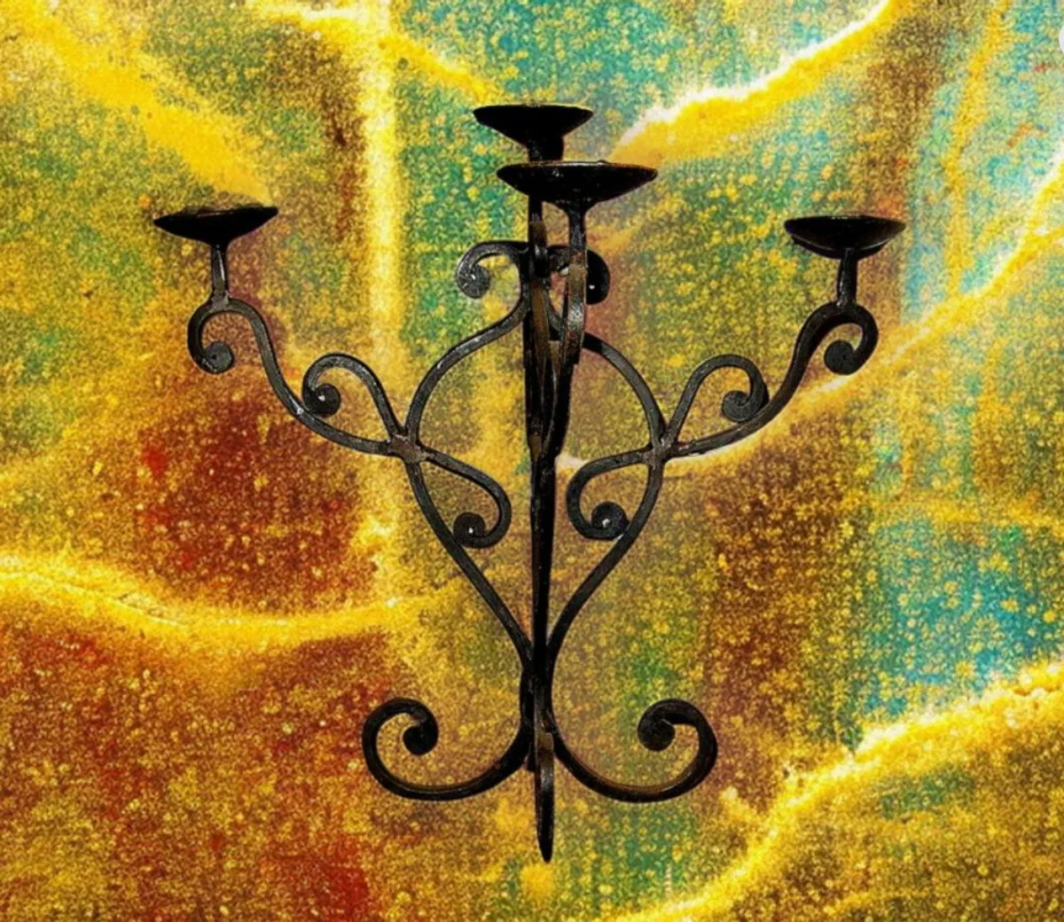 Pair of Vintage Iron Candleabra - Image 4