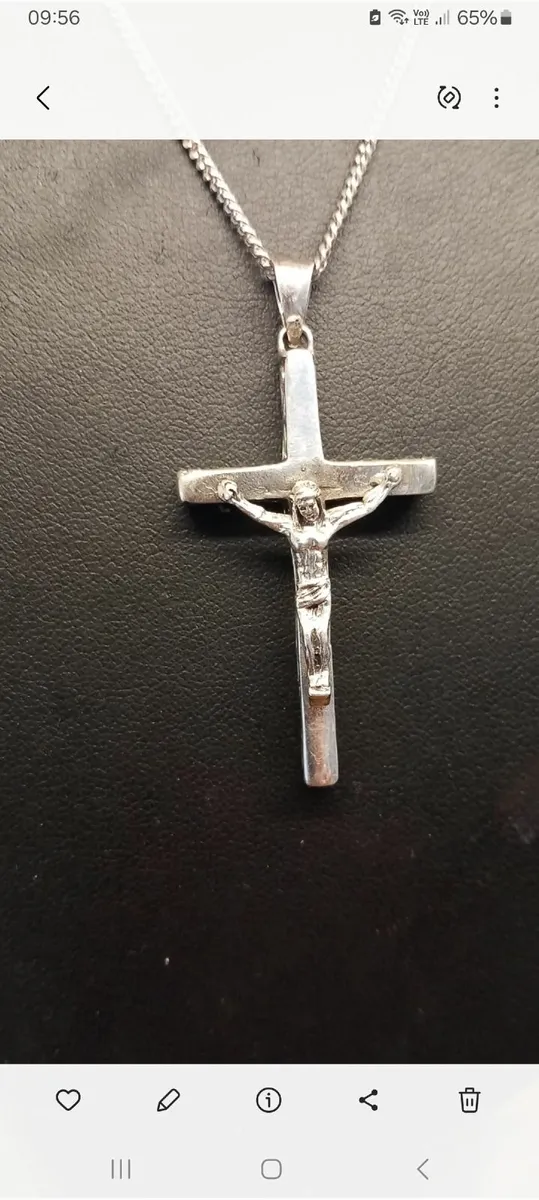 Vintage original sterling silver crucifix and chai - Image 2