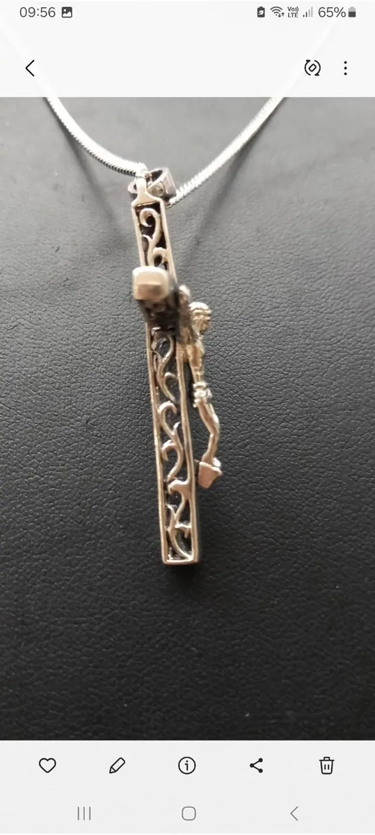 Vintage original sterling silver crucifix and chai - Image 3