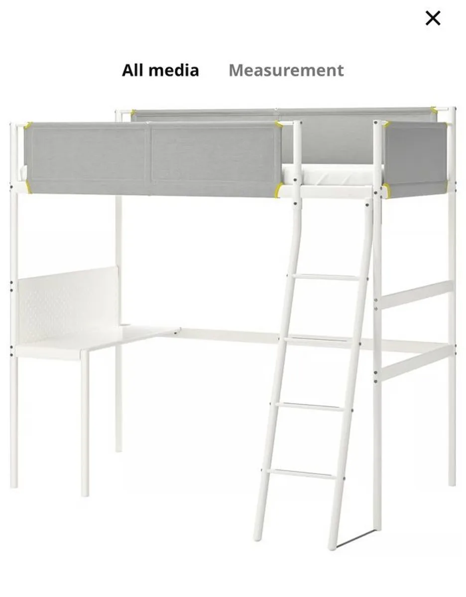 Loft bed with desk and mattress - Image 2