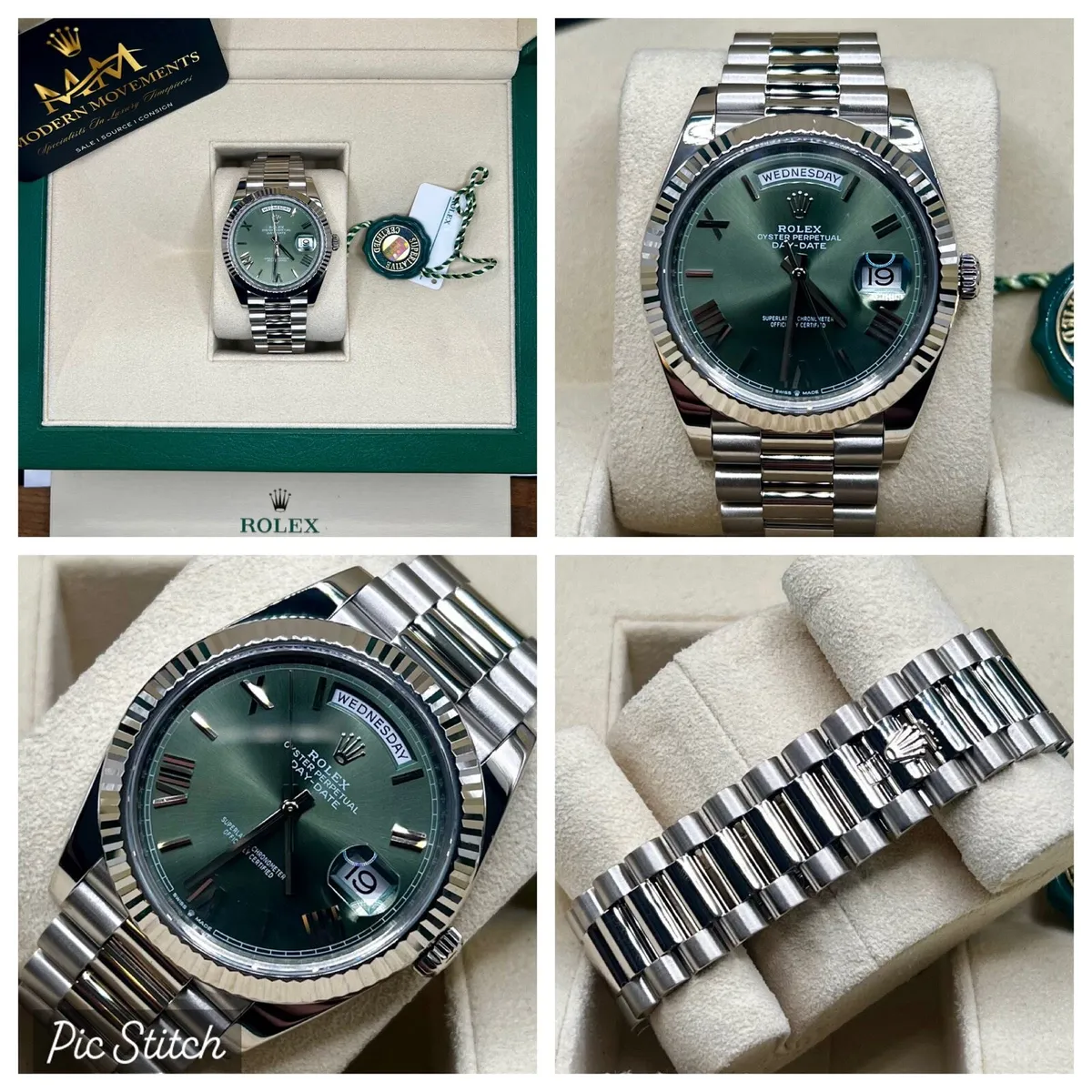 2023 Rolex daydate 40 white gold olive