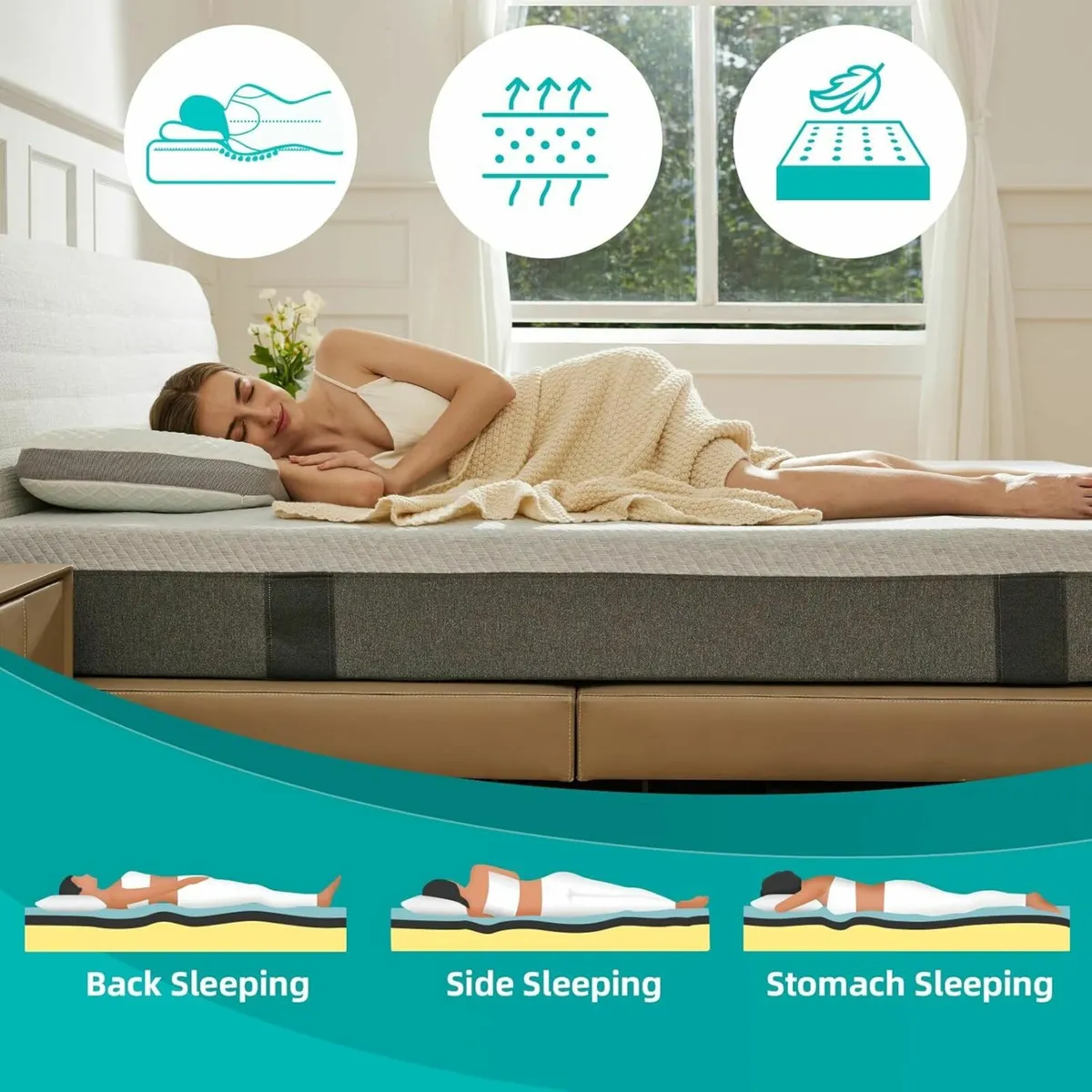 Double Memory Foam Mattress Breathable135x190x20cm - Image 2