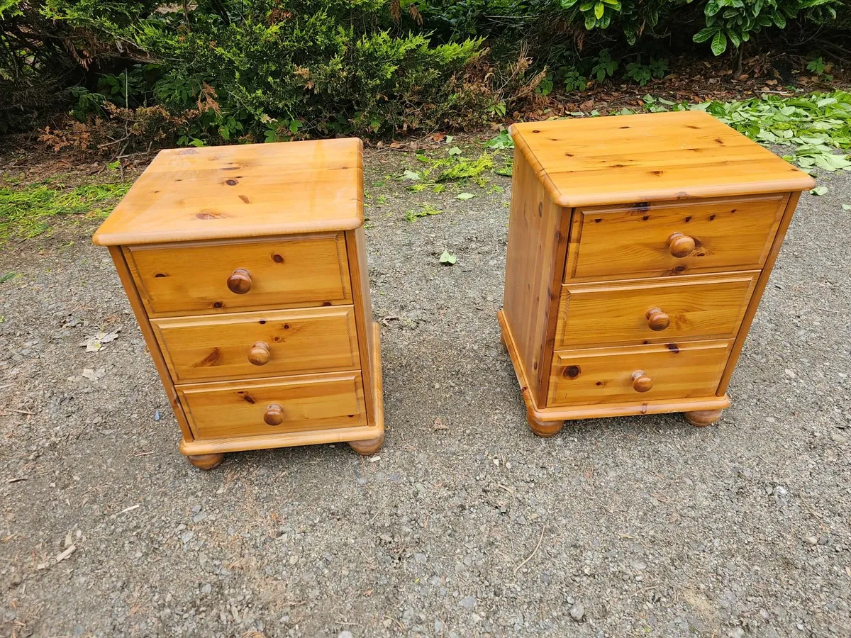 Lockers and chest of dressers Two pine lockers