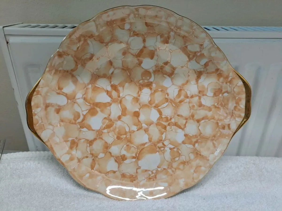 Romanian cake plate orange and gold - Image 1