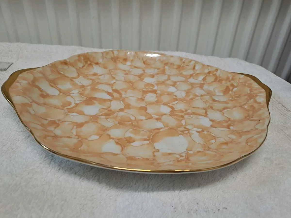 Romanian cake plate orange and gold - Image 3