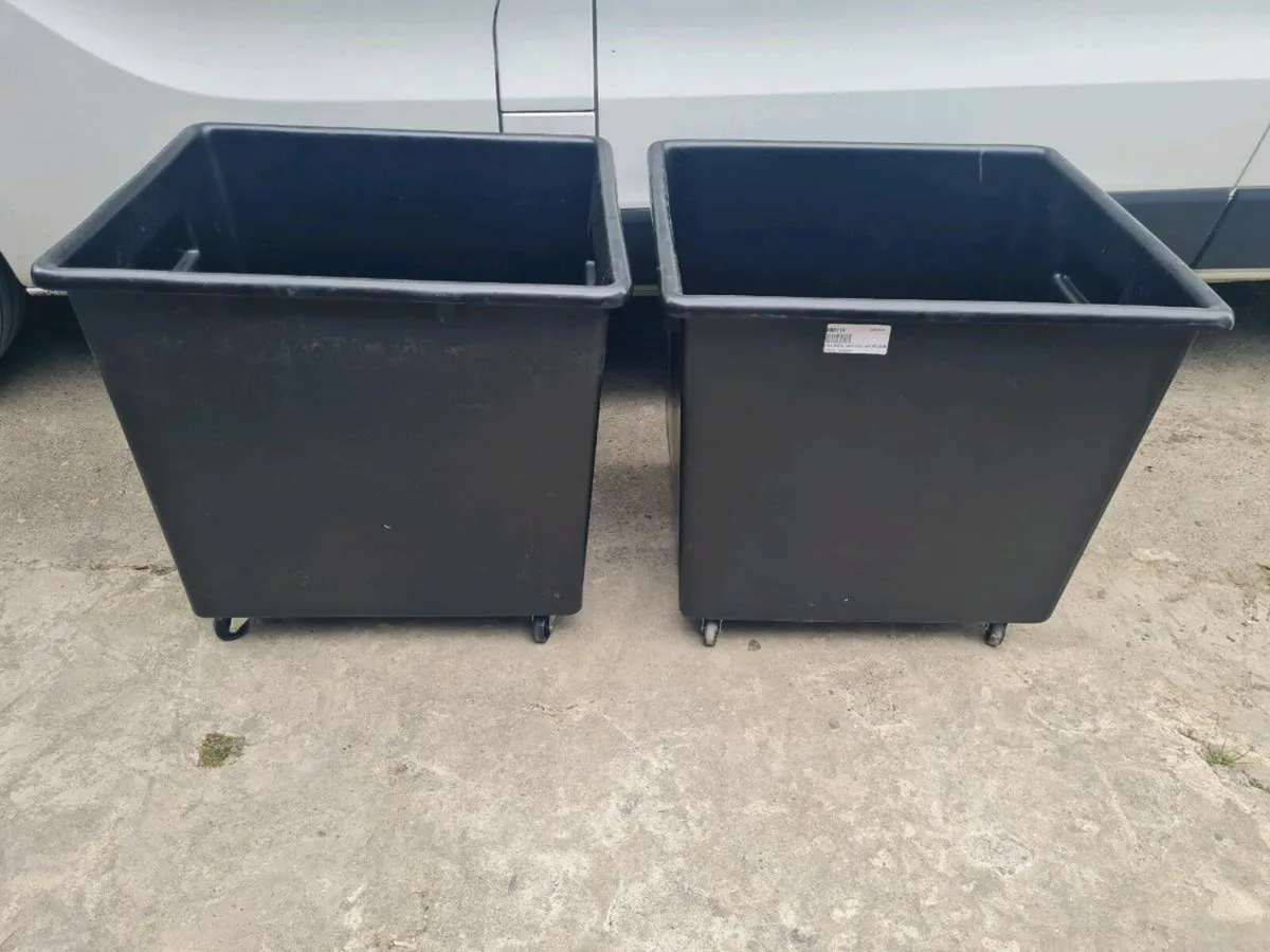 Near New Black Bottle Bins / Trolleys x2 - Image 1
