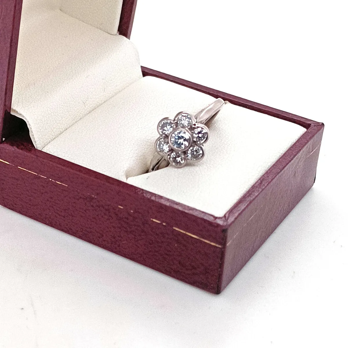 Antique Edwardian Diamond Cluster, Platinum Ring - Image 2