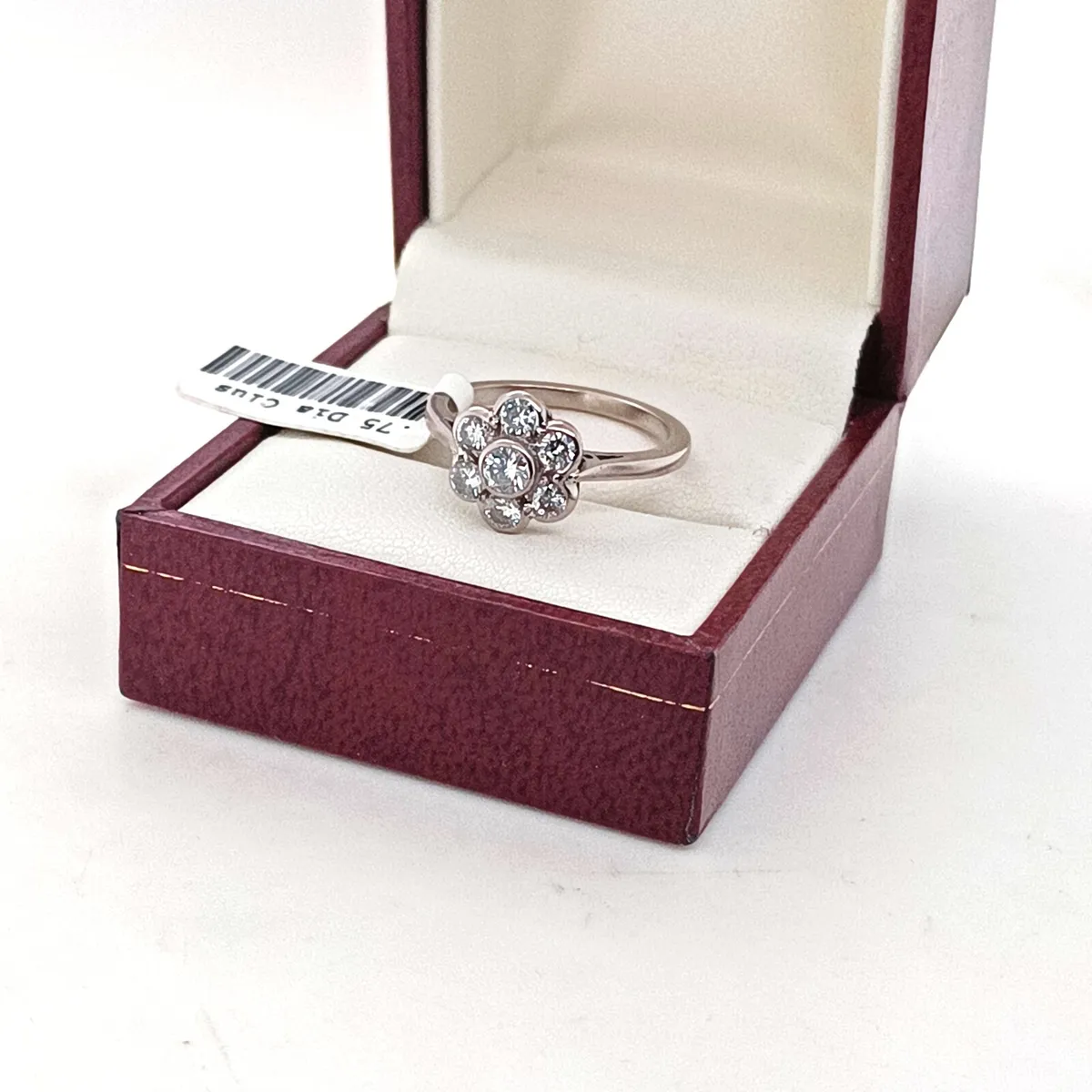 Antique Edwardian Diamond Cluster, Platinum Ring - Image 3