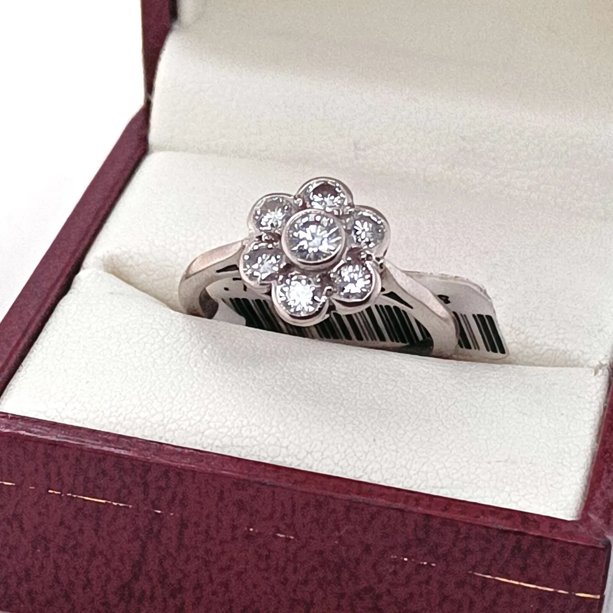 Antique Edwardian Diamond Cluster, Platinum Ring - Image 4