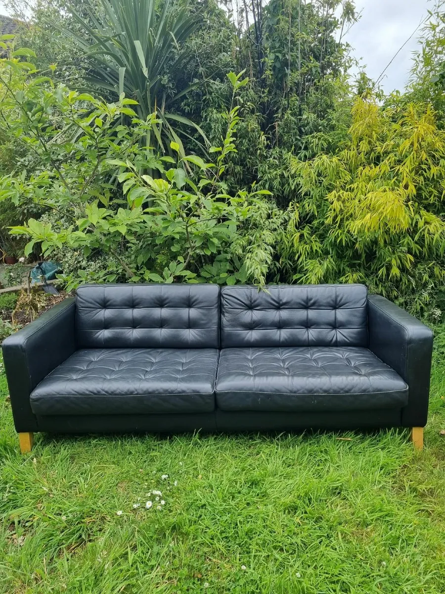 Black Leather Sofa - Image 2