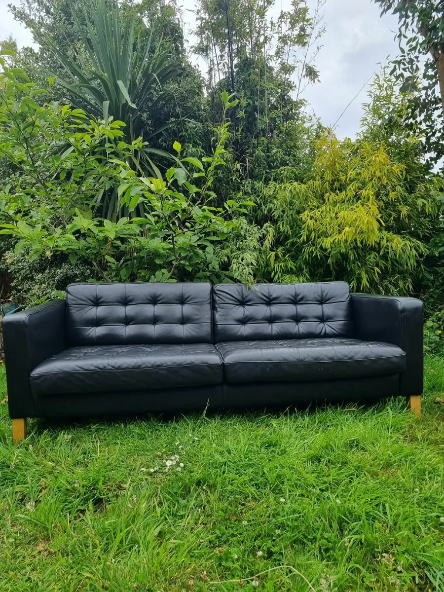 Black Leather Sofa - Image 1