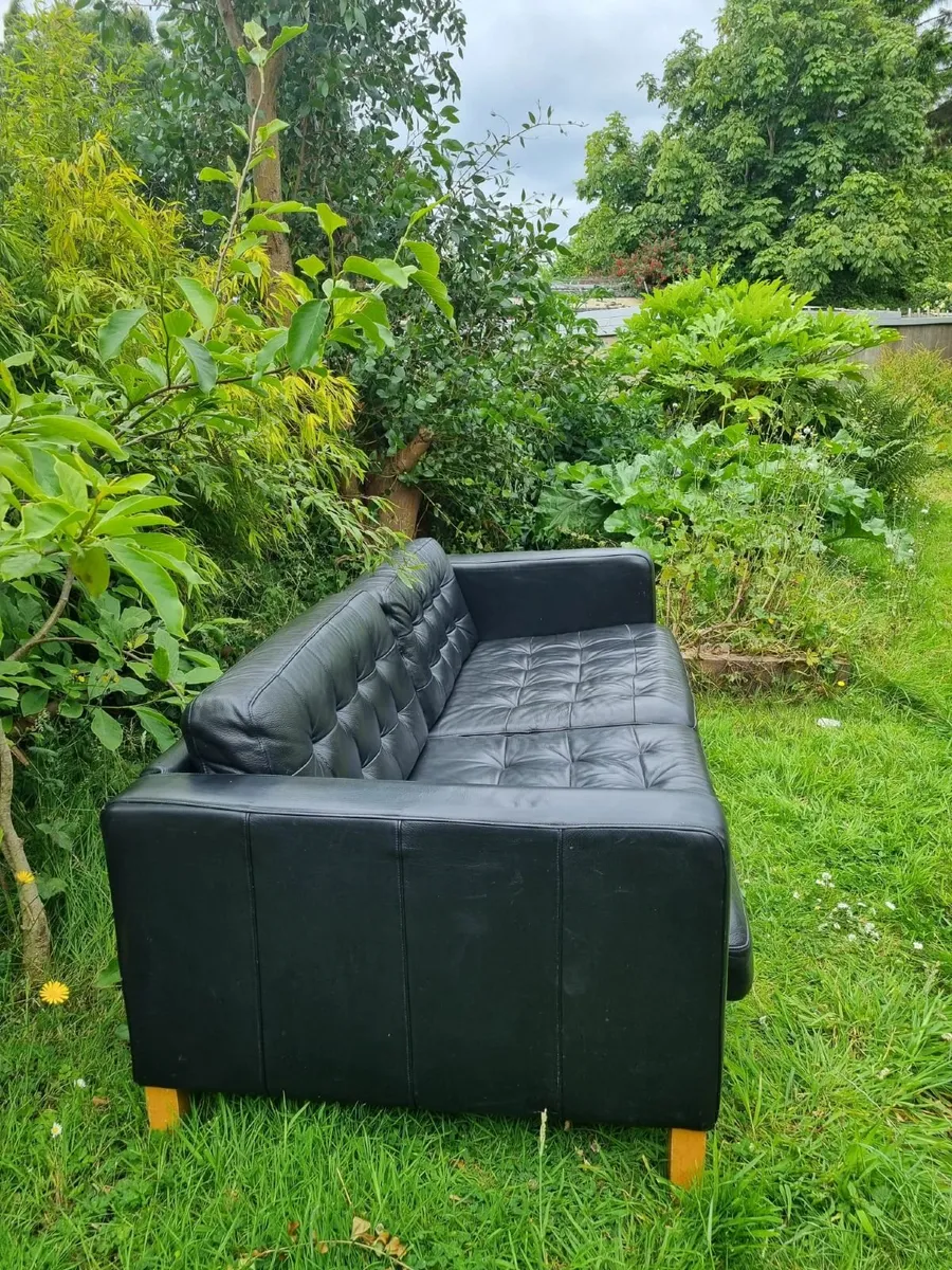 Black Leather Sofa - Image 3
